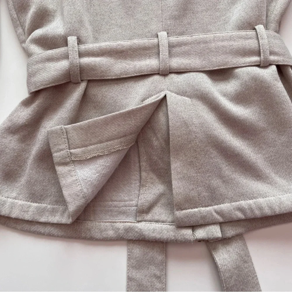 GUESS Tie Winter Jacket Cozy Coat Beige Tan Neutral Size Medium Gold Hardware - Picture 11 of 15